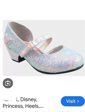 Disney Girls Sparkle Mary Jane Shoes with Princess Insole - Light Blue